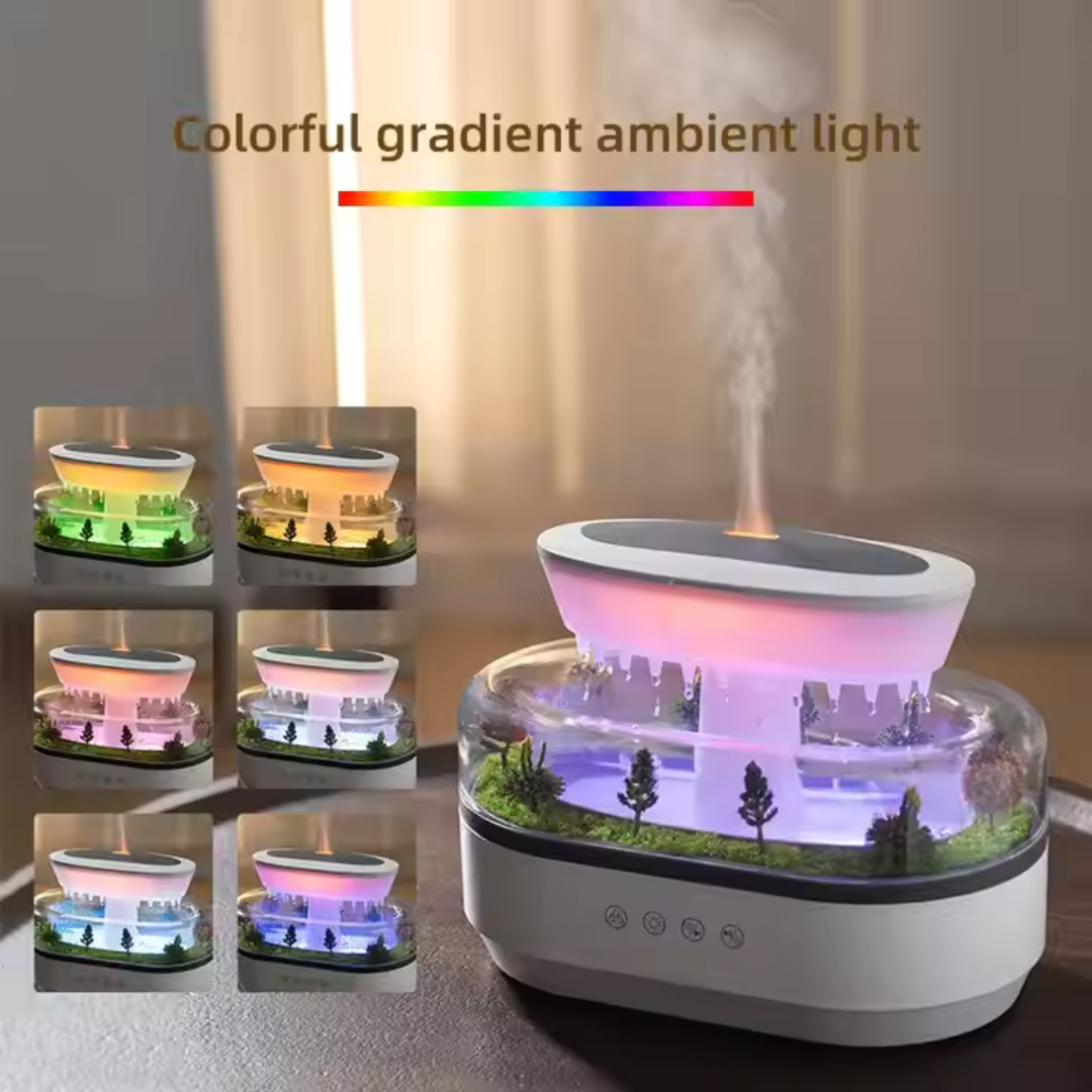Rain Cloud Air Humidifier with 7 LED Lights & Essential Oil Diffuser for Bedroom