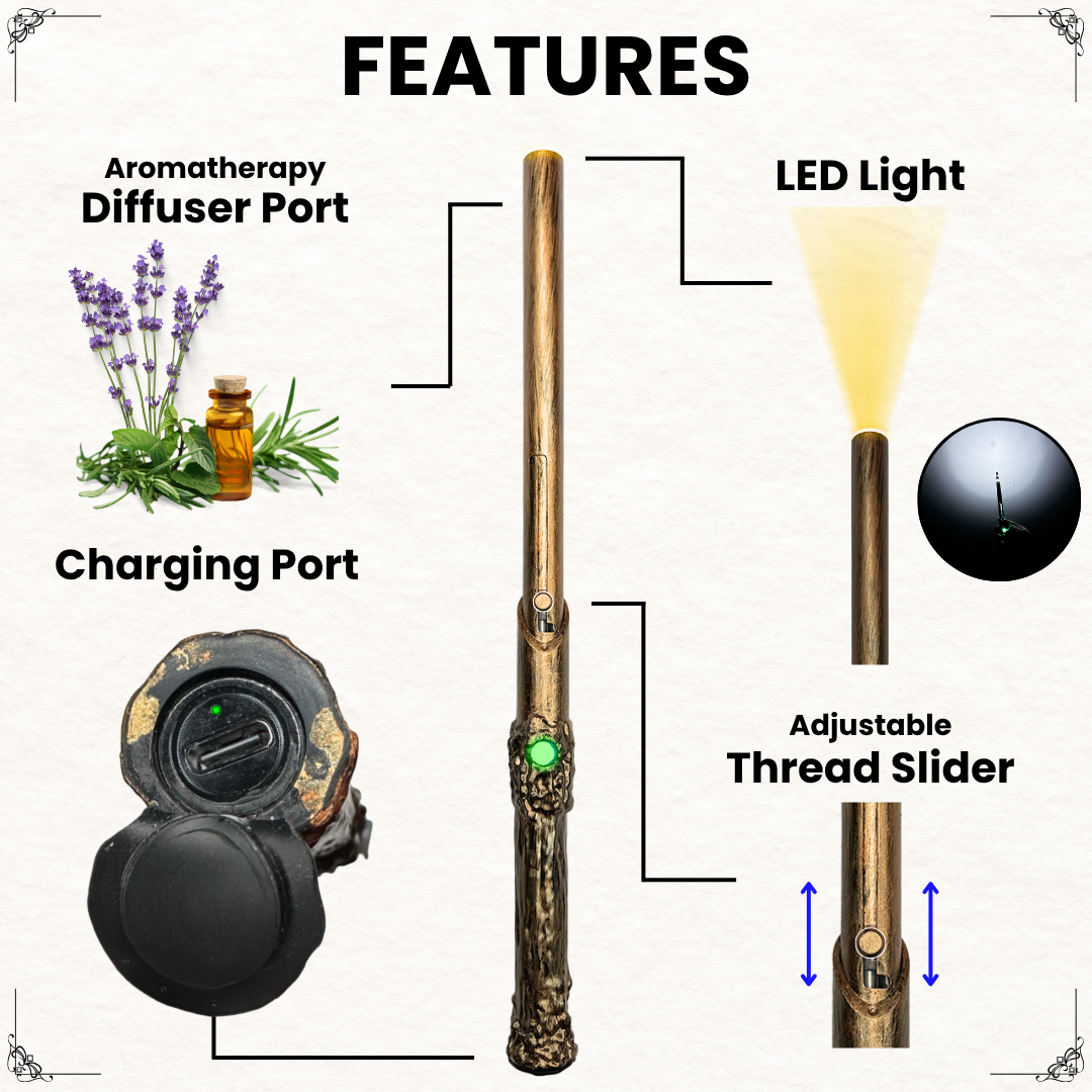 Aromatherapy Wand Diffuser - Battery with Button Activation - Portable & Rechargeable