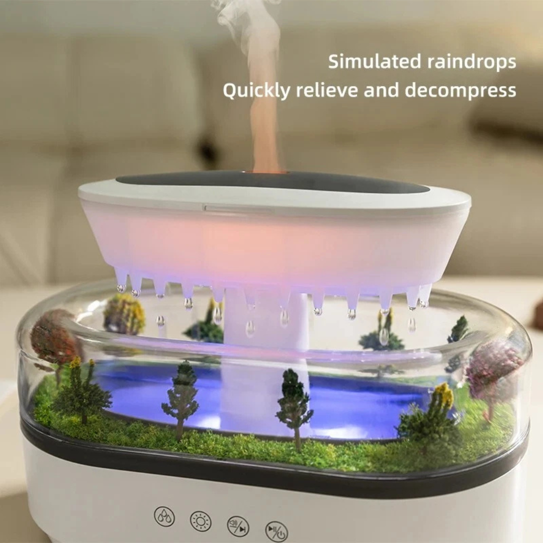 Rain Cloud Air Humidifier with 7 LED Lights & Essential Oil Diffuser for Bedroom