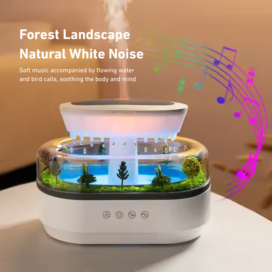 Rain Cloud Air Humidifier with 7 LED Lights & Essential Oil Diffuser for Bedroom