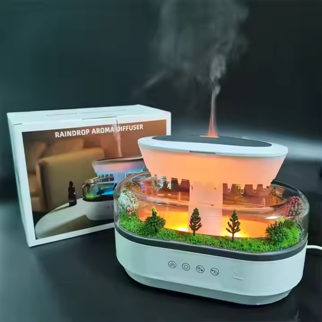 Rain Cloud Air Humidifier with 7 LED Lights & Essential Oil Diffuser for Bedroom