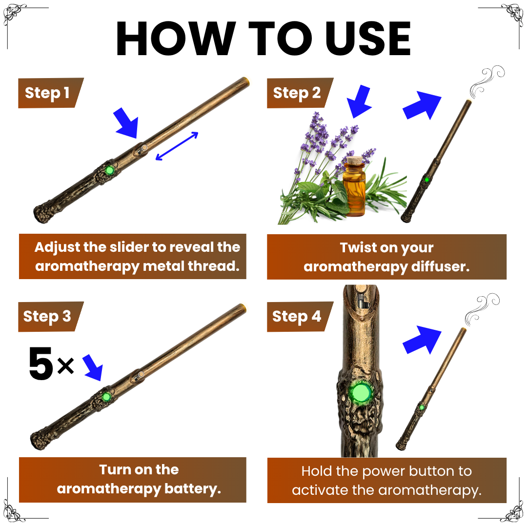 Aromatherapy Wand Diffuser - Battery with Button Activation - Portable & Rechargeable
