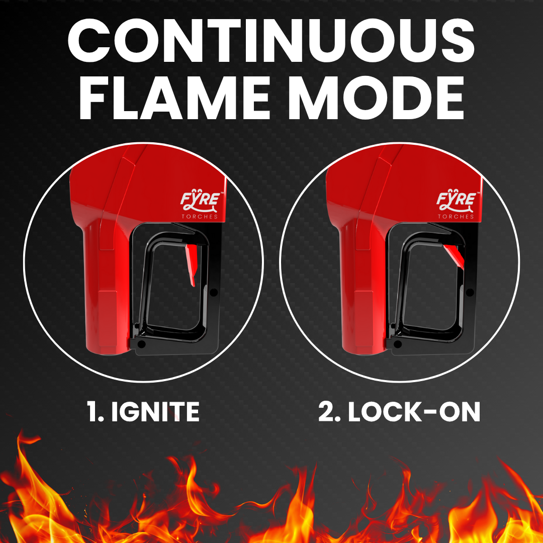Gas Pump Torch Lighter, Life Size Refillable Butane Torch, Adjustable Flame, Continuous Flame Mode, Safety Lock, Multi Purpose Kitchen Torch, Camping Candle Lighter (Butane Gas Not Included)