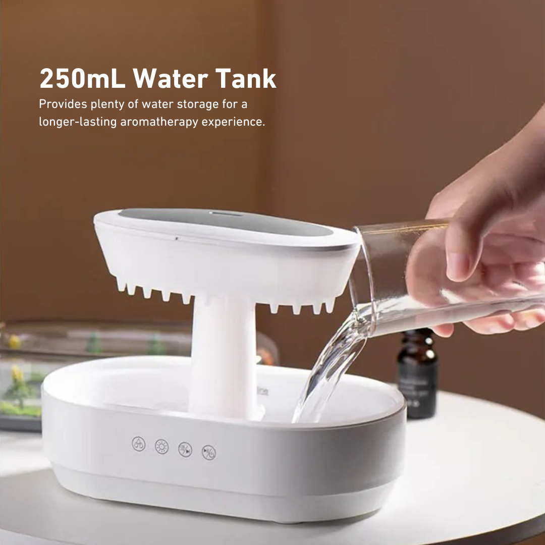 Rain Cloud Air Humidifier with 7 LED Lights & Essential Oil Diffuser for Bedroom