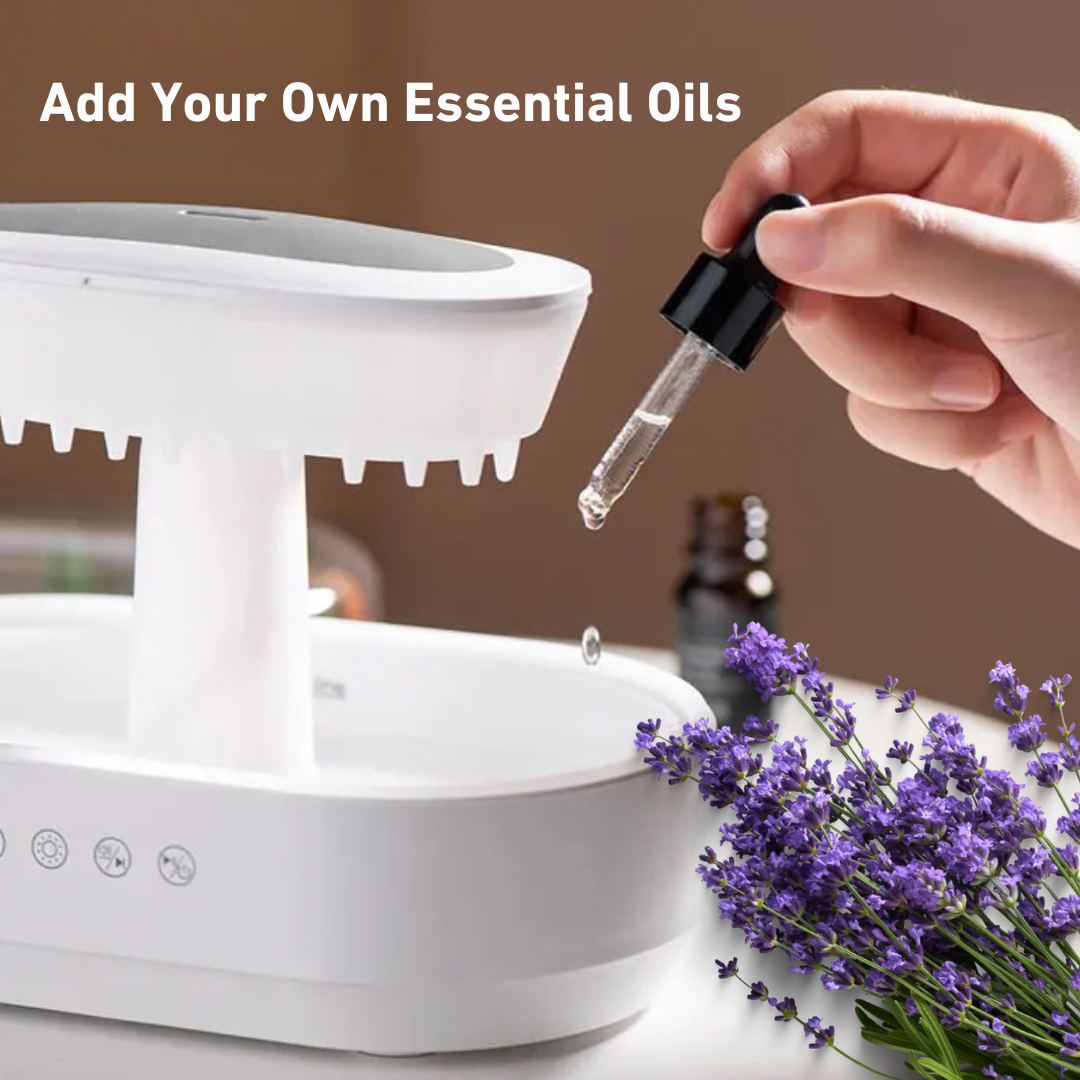 Rain Cloud Air Humidifier with 7 LED Lights & Essential Oil Diffuser for Bedroom