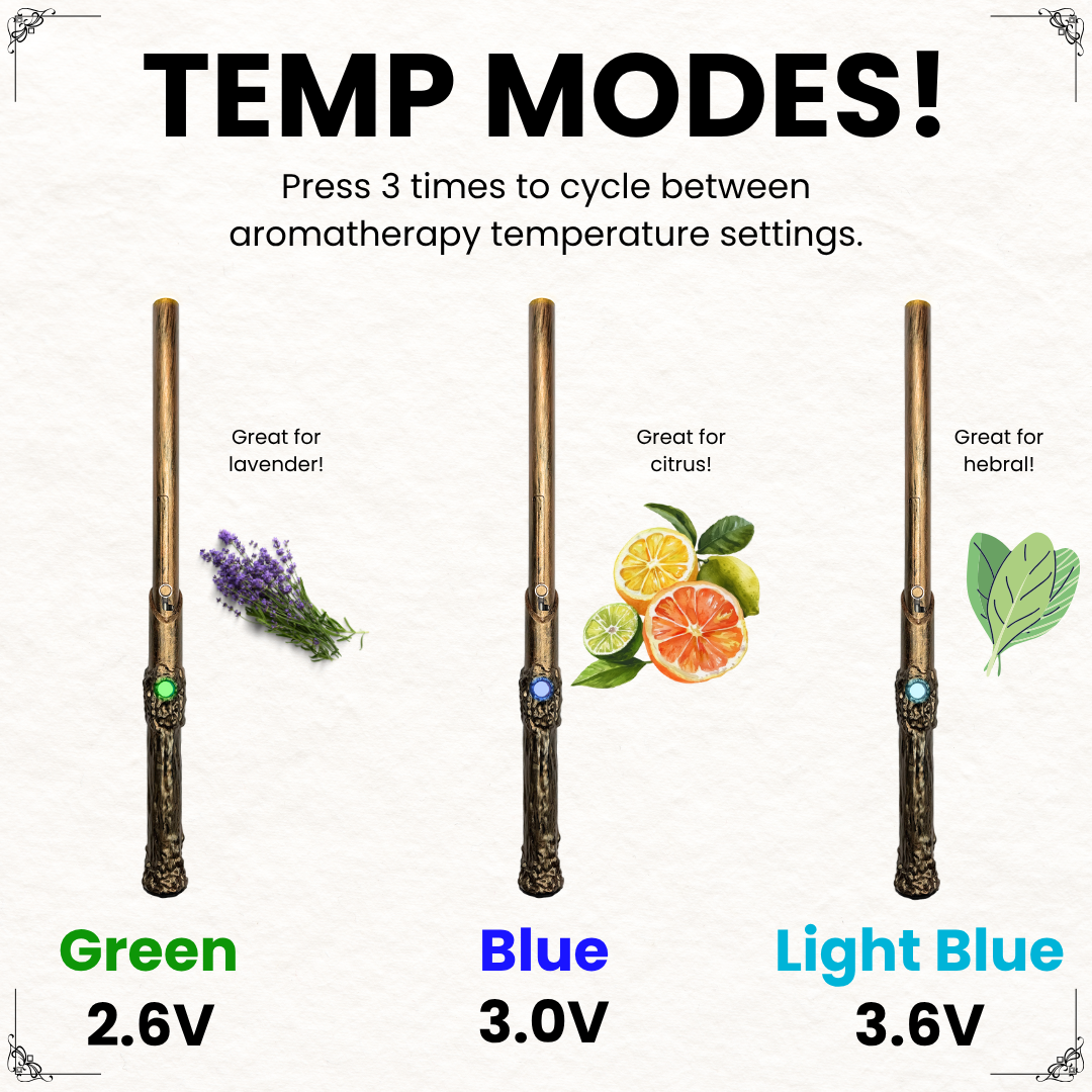 Aromatherapy Wand Diffuser - Battery with Button Activation - Portable & Rechargeable